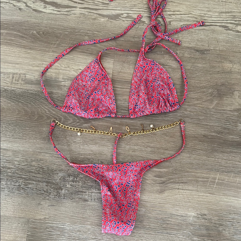 Victoria's Secret Pink Paisley Bikini with Gold Chain